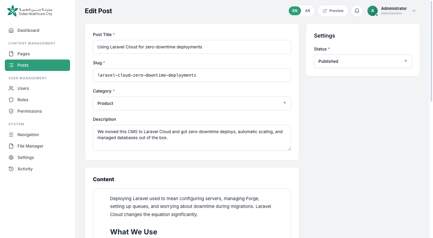The post editor with a floating formatting toolbar above selected text